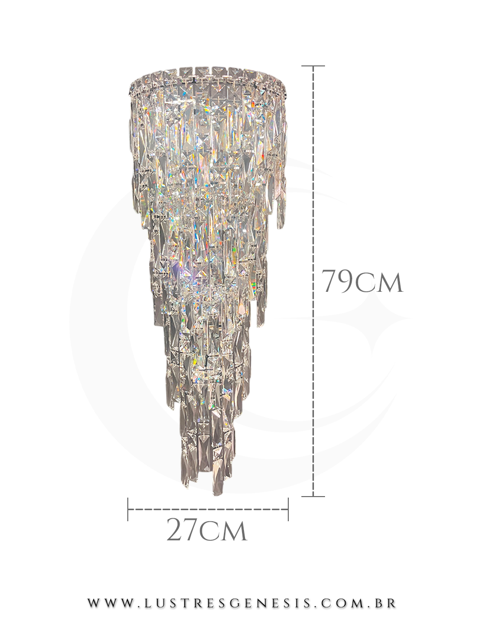Lumin&aacute;ria de parede cascata dourada de cristal 23cm, ideal para decora&ccedil;&atilde;o de cabeceira de cama, corredor, quartos e lavabos